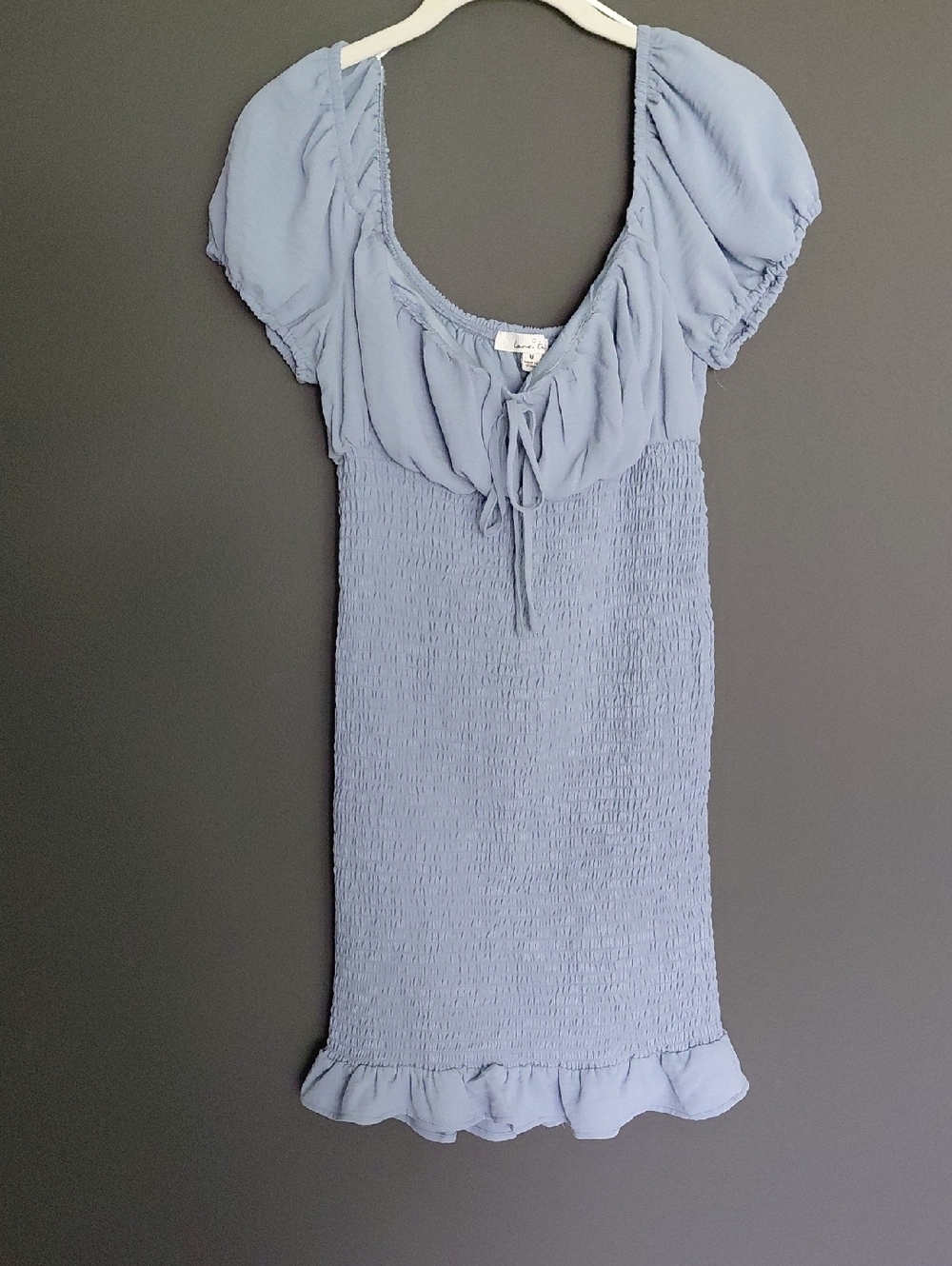 Love Tree Light Blue Smocked Ruffle Mini Dress